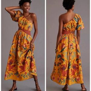 Amazing Farm Rio x Anthropologie One Shoulder with Cutout Maxi Dress  Size M